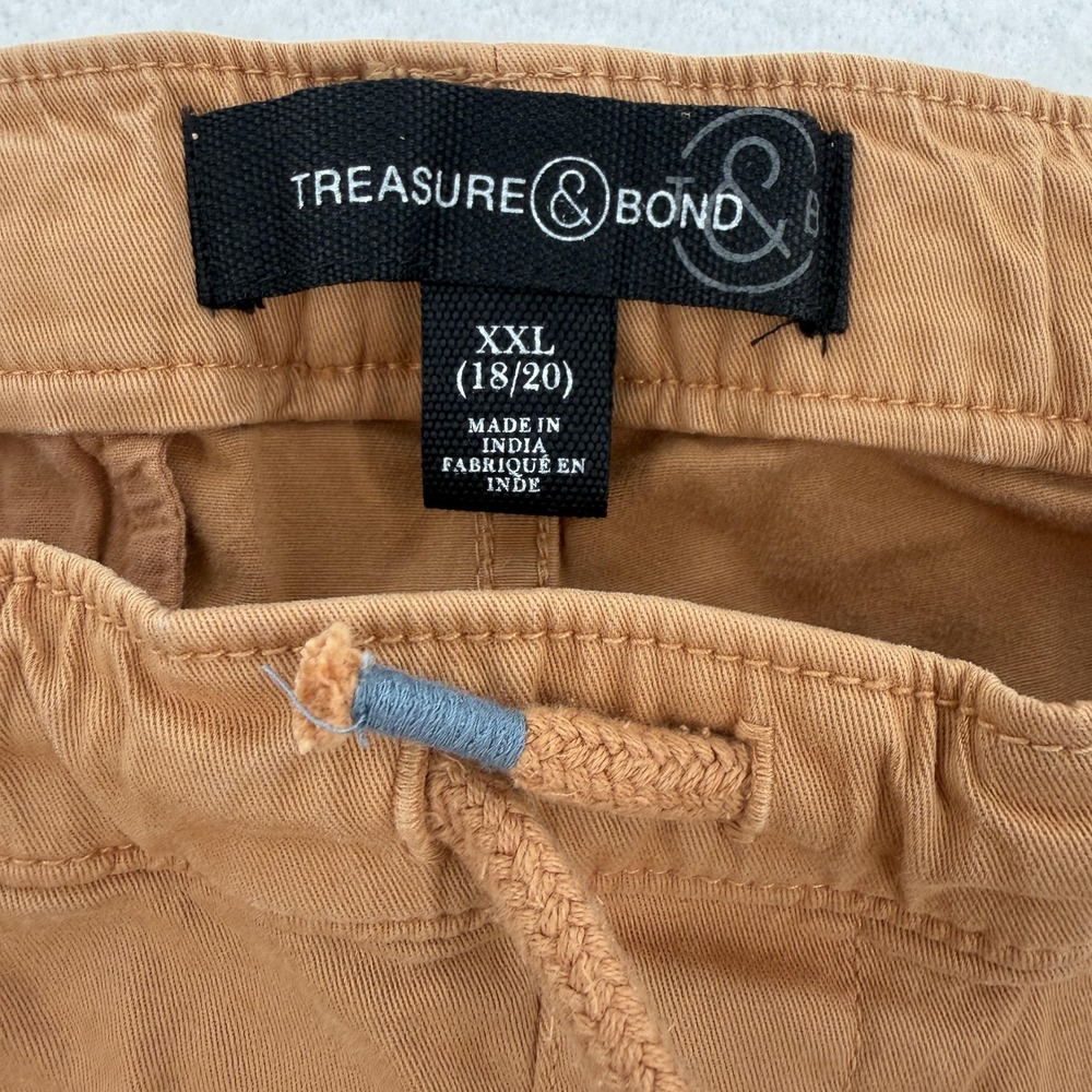 Treasure & Bond Youth XXL 18/20 Tan Chino Jogger Pants Elastic Waist Drawstring - Picture 3 of 7
